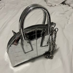 Metallic silver crossbody bag from zara